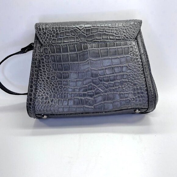 Patricia Nash Croc Embossed Ashmore Bag Smoke Gray  Purse Flap  Turn Lock - Picture 2 of 14